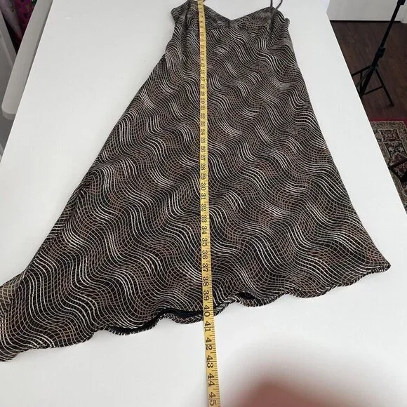 Vintage 90's Y2K Brown Whimsigoth Fairy Grunge Asymmetrical Hem Slip Dress Sz 4 - Picture 6 of 16